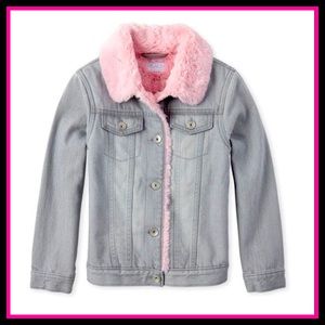 🔥NWT🔥The Children's Place Girls Sequin Heart Denim Jacket - Ashly Gray Wash